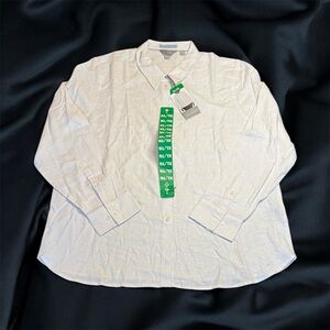 NWT Ted Baker Linen Blend White Oversized Button Down Shirt sz XL